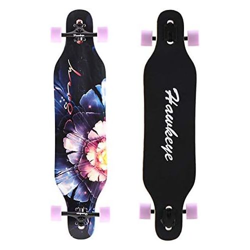  Hawkeye 41 inch Freeride Longboard 8 Layer Canadian Maple Wood Skateboard Complete Cruiser, Cruiser for Cruising, Carving, Freestyle and Downhill