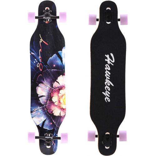  Hawkeye 41 inch Freeride Longboard 8 Layer Canadian Maple Wood Skateboard Complete Cruiser, Cruiser for Cruising, Carving, Freestyle and Downhill