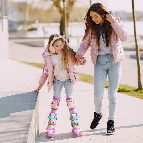  Hawkeye Roller Skates for Girls, 4 Sizes Adjustable Roller Skates for Kids Girls Boys Outdoor Indoor with Light up Wheels