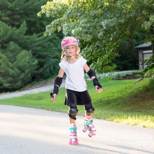  Hawkeye Roller Skates for Girls, 4 Sizes Adjustable Roller Skates for Kids Girls Boys Outdoor Indoor with Light up Wheels