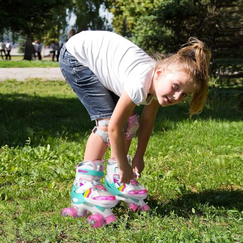  Hawkeye Roller Skates for Girls, 4 Sizes Adjustable Roller Skates for Kids Girls Boys Outdoor Indoor with Light up Wheels