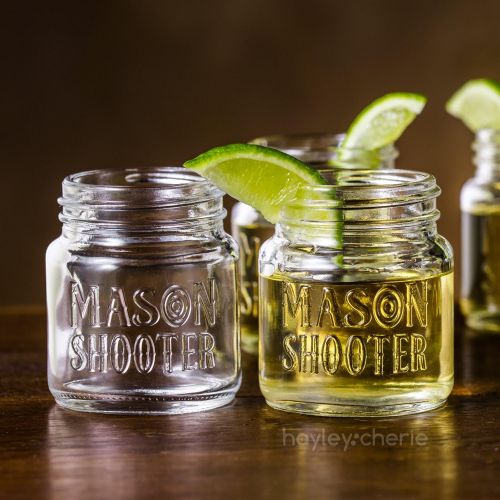  [아마존베스트]Hayley Cherie - Mason Jar Shot Glasses with Lids (Set of 8)  Mini Mason Shooter Glass - 2 Ounces - For Drinks, Liquor, Favors, Desserts, Parties, Birthdays, Gifts