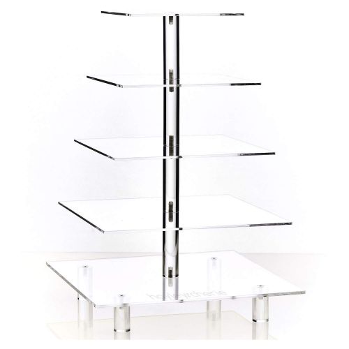  Hayley Cherie 5-Tier Square Cupcake Stand - Tiered Cake Stand - Dessert or Cupcake Tower