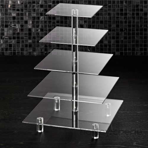  Hayley Cherie 5-Tier Square Cupcake Stand - Tiered Cake Stand - Dessert or Cupcake Tower