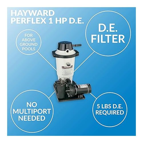  Hayward W3EC50C93S Perflex1.5 HP Diatomaceous Earth Filter Pump System for Above-Ground Pools