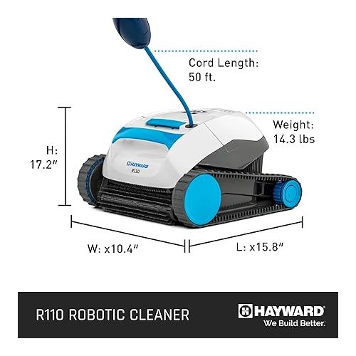  Hayward The Pool Cleaner R110 Robotic Cleaner (2024 New) - Top Loading Easy Clean Basket, Smart Navigation, Programmable Timer, Fine/Ultra Fine Filters for In-Ground and Above Ground Pools up to 33ft