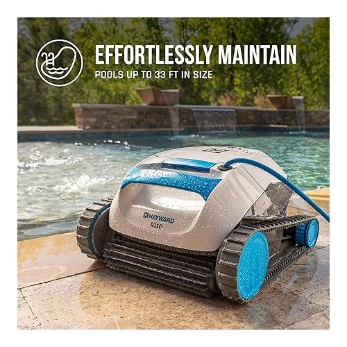  Hayward The Pool Cleaner R110 Robotic Cleaner (2024 New) - Top Loading Easy Clean Basket, Smart Navigation, Programmable Timer, Fine/Ultra Fine Filters for In-Ground and Above Ground Pools up to 33ft