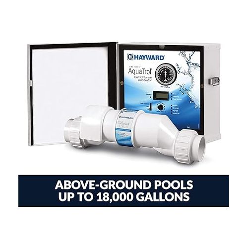  Hayward W3AQ-TROL-RJ AquaTrol Salt Chlorination System for Above-Ground Pools up to 18,000 Gallons with Return Jet Fittings, Straight Blade Line Cord and Outlet