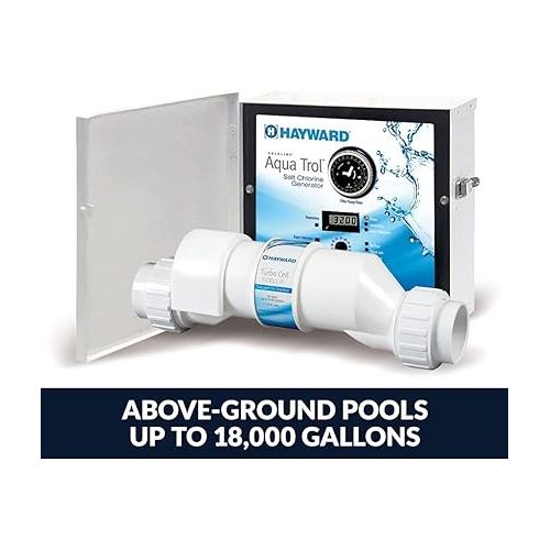  Hayward W3AQ-TROL-HP-TL AquaTrol Salt Chlorination System for Above-Ground Pools up to 18,000 Gallons with Hose/Pipe Fittings, Twist Lock Line Cord and Outlet