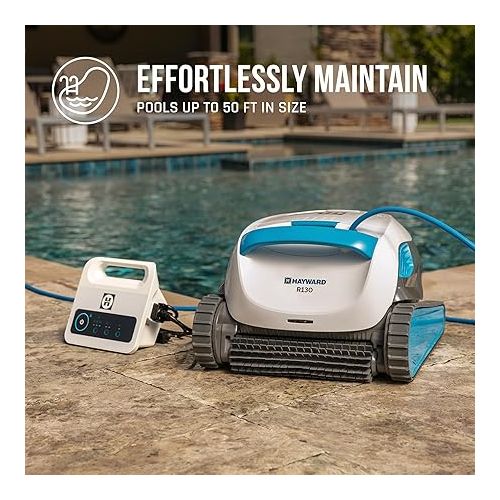  Hayward The Pool Cleaner R130 Robotic Cleaner (2024 New) Dual Scrubbing Brushes, Tangle-Free Cable, Top Load Easy Clean Basket, Smart Navigation, Fine/Ultra Fine Filters for In-Ground Pools up to 50ft