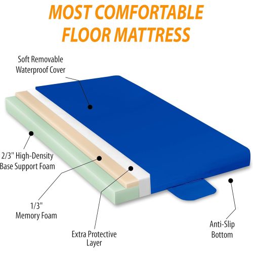  Hazli Memory Foam Camping Mattress - Waterproof Foldable Roll Up Floor Mattress - Portable Foam Sleeping Pad for Camping 75x28x3 ? Mat Pad Floor Bed Roll