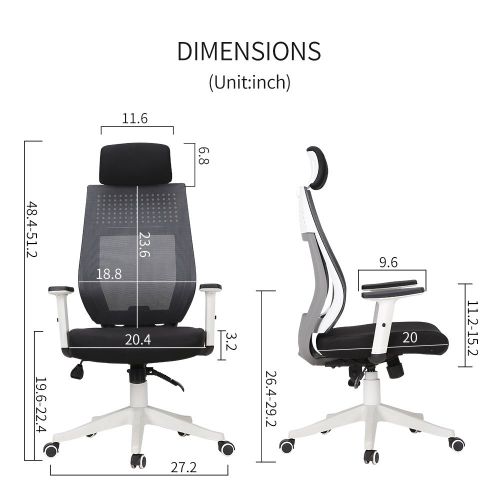  Hbada Ergonomic Office Chair - High Back Adjustable Desk Chair - Mesh Swivel Computer Chair with Headrest and Lumbar Support