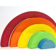 Hcwoodcraft Wood Toy - Rainbow Stacker - Waldorf Toddler Toy - Wooden Stacking Toy - Rainbow Wooden Toy