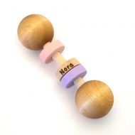 Hcwoodcraft Wooden Baby Toy - Personalized Baby Rattle - Pick Any 2 Colors - Hill Country Woodcraft