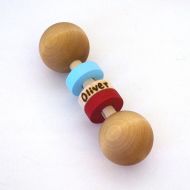 Etsy Personalized Wooden Baby Rattle, Pick Any 2 Colors, Waldorf Baby Toy