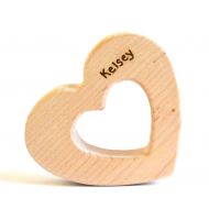 Etsy Personalized Baby Teething Toy - Heart Teether - Organic Wood Teether - Organic Baby Toy - Montessori Baby Toy - Baby Shower Gift