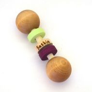 Etsy Personalized Baby Toy - Eco Friendly Wooden Baby Rattle - Choose Colors