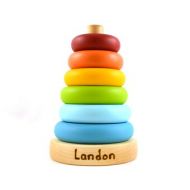 Hcwoodcraft Personalized Wooden Stacker - Rainbow Wood Toy - Stacking Toy for Kids - Christmas Gift