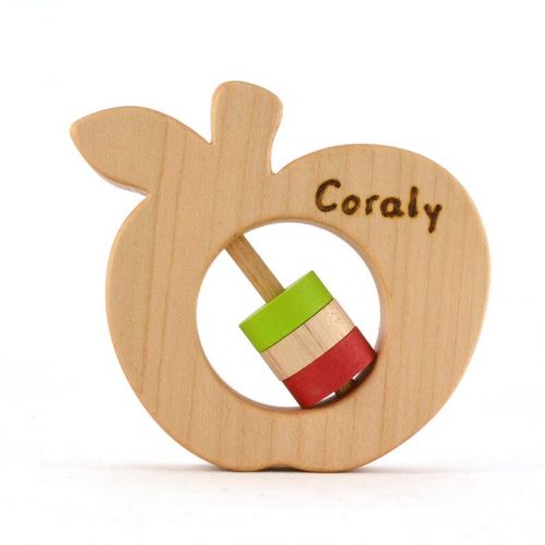  Hcwoodcraft Personalized Daisy Baby Rattle - Choose Your Own Colors - Wood Baby Toy