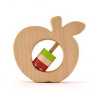 /Hcwoodcraft Personalized Apple Baby Rattle - Choose Your Own Colors - Wood Baby Rattle