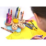 /Hcwoodcraft Crayon Holder - Personalized Back to School Gift - Daisy Flower - Wooden Crayon Holder