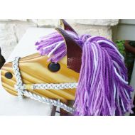 Hcwoodcraft Purple Stick Horse with Full Bridle - Hobby Horse Toy