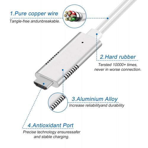  3 in 1 USB Type C/OS/Micro USB to HDMI Adapter1080P, Hdiwousp Phone to HDMI Cable with Cooling Holes, Mirroring All Android/OS Smartphone or Tablet Screens to TV/Projector/Monitor,