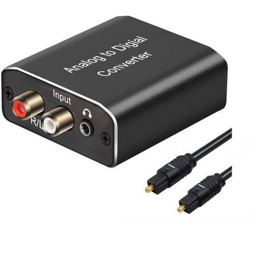  [아마존베스트]Analog to Digital Audio Converter,Hdiwousp Aluminum RCA to Optical with Optical Cable, Stereo L/R and 3.5mm Jack to Digital Toslink Coaxial Audio Adapter for PS4 Xbox HDTV DVD Head