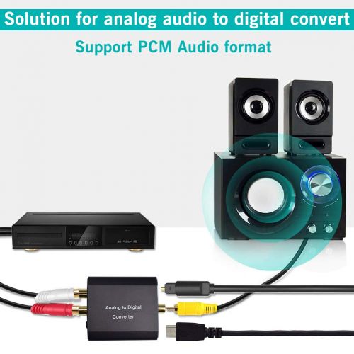  [아마존베스트]Analog to Digital Audio Converter,Hdiwousp Aluminum RCA to Optical with Optical Cable, Stereo L/R and 3.5mm Jack to Digital Toslink Coaxial Audio Adapter for PS4 Xbox HDTV DVD Head
