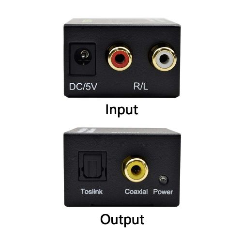  [아마존베스트]Musou RCA Analog to Digital Optical Toslink Coaxial Audio Converter Adapter with Optical Cable Power Adapter