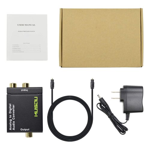  [아마존베스트]Musou RCA Analog to Digital Optical Toslink Coaxial Audio Converter Adapter with Optical Cable Power Adapter