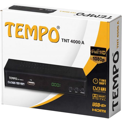  hd line Tempo 4000 DVB T2 Receiver HEVC/H.265 H.264 / MPEG2 MPEG4 / 1080i 1080p Standard (Full hd 1080P, HDMI, SCART, USB 2.0) Automatic installation Black