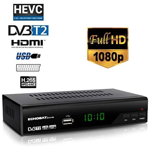  hd line 2910 DVBT2 Receiver Full hd 1080P 4K for TV (HEVC/H.265 HDMI SCART, USB 2.0, DVBT 2, DVB T2, DVB T2, DVBT 2), Reciver, Resiver, Receiver, Black, Echosat 20910 S, 2910echo