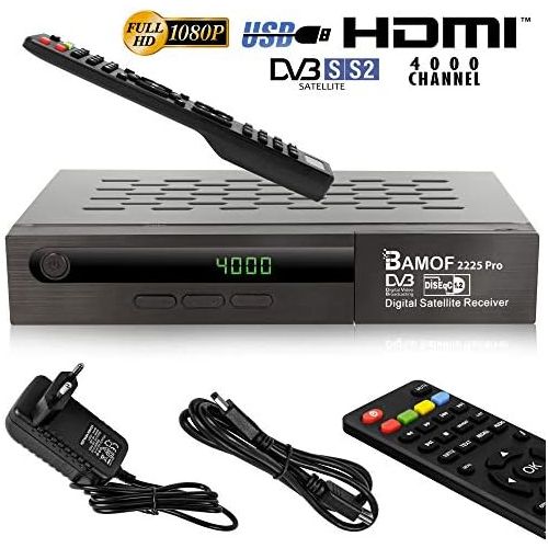  Hd-line Bamof 2225 PRO Digital Satellite Receiver (HDTV, DVB S /DVB S2, HDMI, SCART, 2x USB, Full HD 1080p) [Pre programmed for Astra, Hotbird and Tuerksat] + HDMI Cable