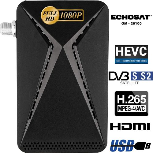  Hd-line Echosat OM 26100 Mini Satellite Receiver DVB S/S2 Satellite Receiver Full HD 1080 P HDMI 2 x USB 2.0 HDTV [Digital Satellite Receiver] Astra Hotbird Tuerksat Black