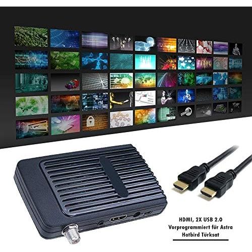  hd line Sat hd Digital Receiver (HDTV, DVB S/S2, Full hd 1080P) [HDMI, 2x USB 2.0, Pre programmed for Astra Hotbird Tuerksat]