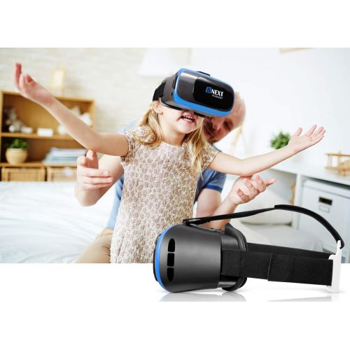  VR Headset Compatible with iPhone & Android Phone - Universal Virtual Reality Goggles - Play Your Best Mobile Games 360 Movies with Soft & Comfortable New 3D VR Glasses | Blue | w/
