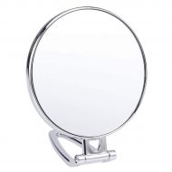 Healifty Vanity Mirror Portable Folding Makeup Mirror Double Sided 3x magnification Round Hanging Mirror for Table Countertop Cosmetic Bathroom (Sliver)