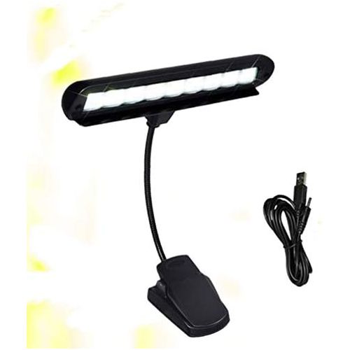  [아마존베스트]Healifty Music Stand Lights Clip on Book Lights 9 LED Lights Piano Reading Lamp USB Desk Orchestra Lamp for School Office Dorm (Without Battery Black)