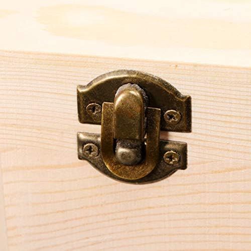  [아마존베스트]Healifty Pack of 2 Wooden Cube Storage Case Small Hexagonal Wooden Box Wood Craft Box Jewellery Storage Box (Random Lock Hasp Style)