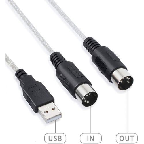  [아마존베스트]Healifty MIDI Cable USB Music Processing Cable Connection Cable PC Keyboard Adapter Cable for PC Laptop