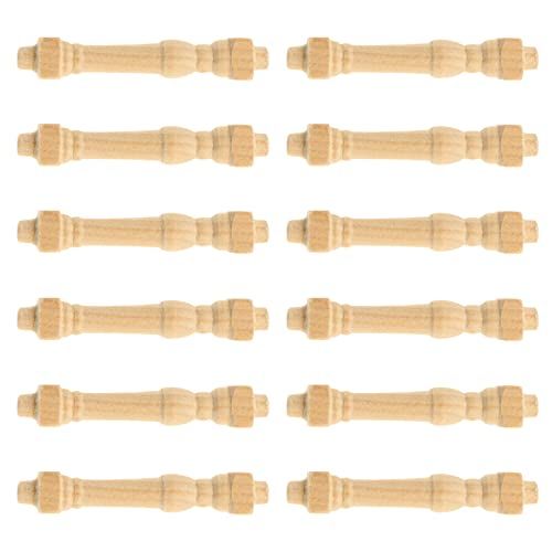  Healifty 12pcs Wooden Railing Model Dollhouse Miniature Handrails Armrest Pole 1: 12 Mini House Unfinished Wood Craft Ornament for Mini Doll House Furniture Accessory