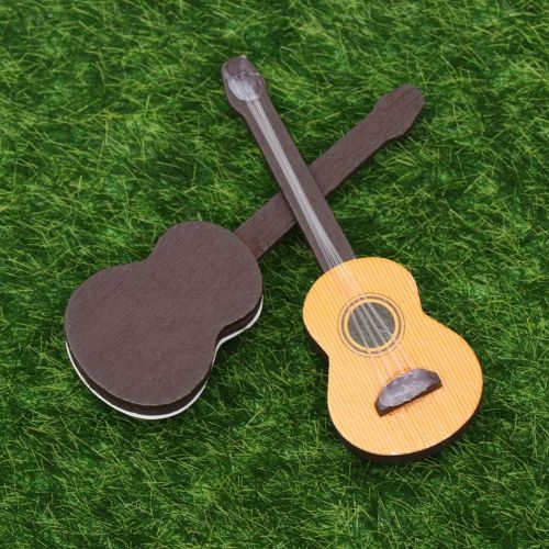  Healifty 2 Pcs Dollhouse Guitar Miniature Dollhouse Guitar Toys for Doll House Show Home Coffee House Ornament