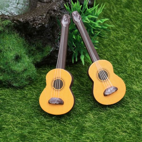  Healifty 2 Pcs Dollhouse Guitar Miniature Dollhouse Guitar Toys for Doll House Show Home Coffee House Ornament