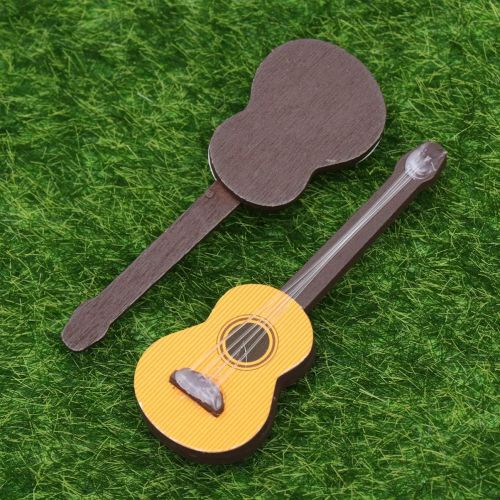  Healifty 2 Pcs Dollhouse Guitar Miniature Dollhouse Guitar Toys for Doll House Show Home Coffee House Ornament