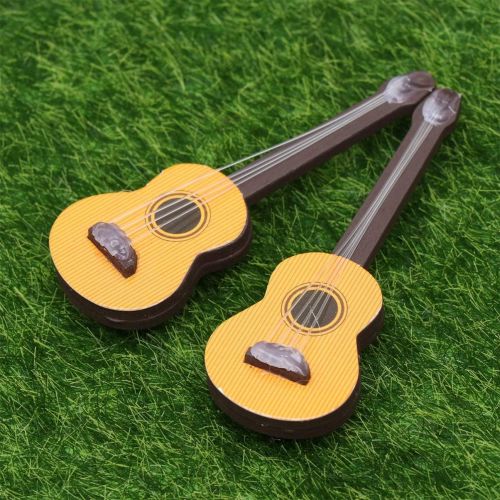  Healifty 2 Pcs Dollhouse Guitar Miniature Dollhouse Guitar Toys for Doll House Show Home Coffee House Ornament