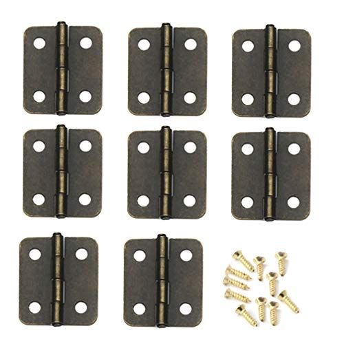  Healifty 20pcs Dollhouse Mini Hinges Hardware Miniature 1:12 for Dollhouse Miniature Furniture Cabinet Closet with 80 Screws Bronze