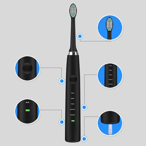  Healifty Electric Toothbrush Sonic Rechargeable Toothbrush Usb Recharge Waterproof Toothbrush for Kids...