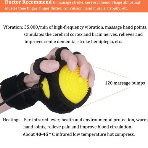  Healsmile Electric Hot Compress Stroke Hemiplegia Fingers Recovery Massager Infrared Therapy Ball Finger Massage Rehabilitation 110V-240V Passive Training Finger Flexion Correctio