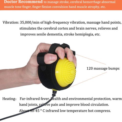  Healsmile Electric Hot Compress Stroke Hemiplegia Fingers Recovery Massager Infrared Therapy Ball Finger Massage Rehabilitation 110V-240V Passive Training Finger Flexion Correctio